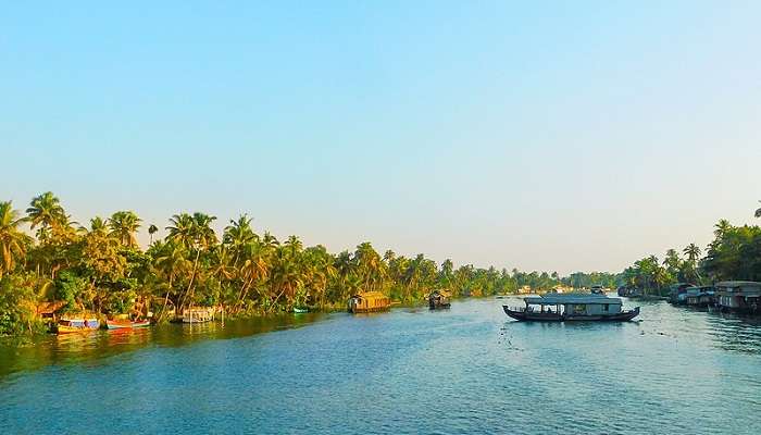 View of the backwaters in Kumarakom,  is one of the Honeymoon Places In Kerala