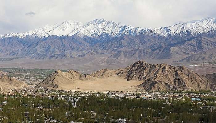 View of Ladakh Range (actually Zanskar range) from the Shanti Stupa, Leh, India