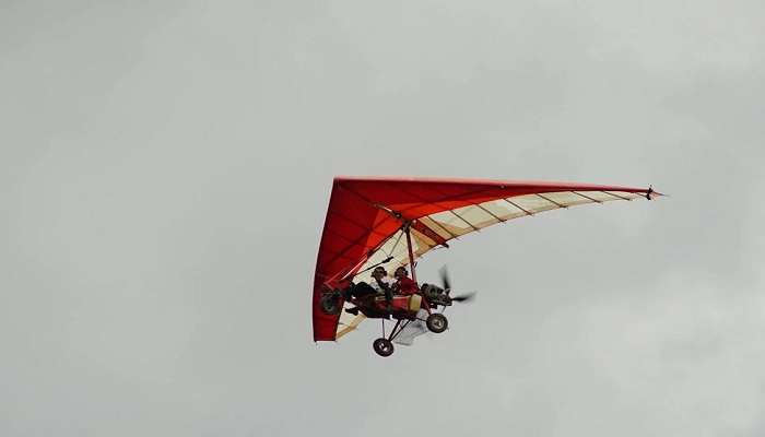 Microlight flying in India.