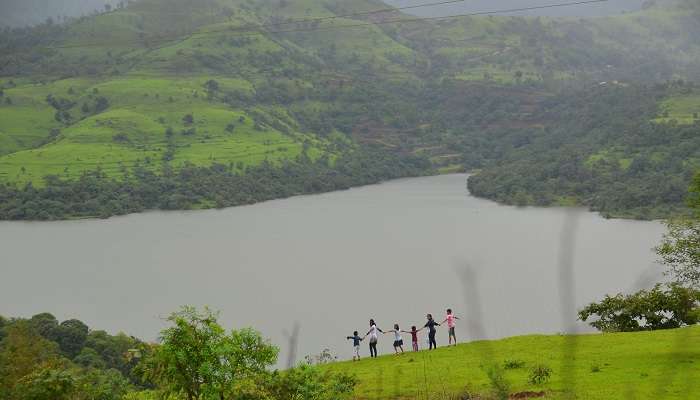 A bird’s eye view of Panshet Dam in Pune