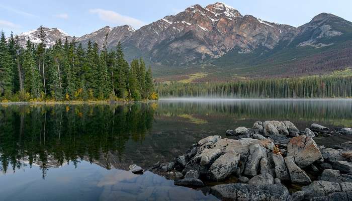 Pyramid Lake is among the best places to visit in Canada