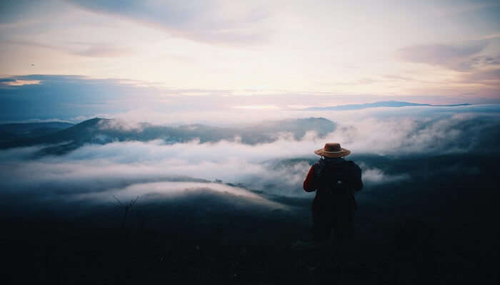 Solo backpacker experiencing winter in Kerala hill stations