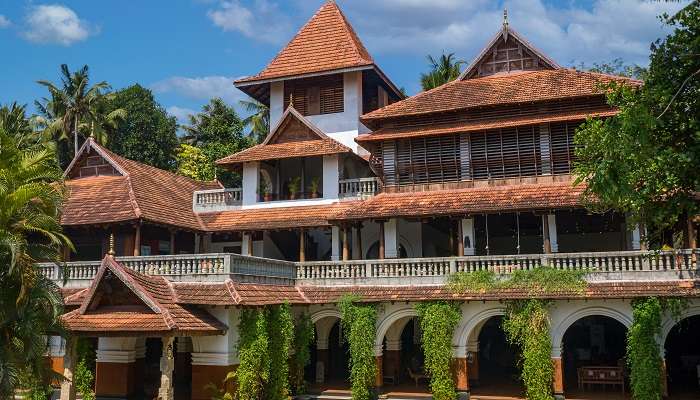 An image of the exterior of Somatheeram Ayurveda village, one of the best backwater resorts in Kerala 