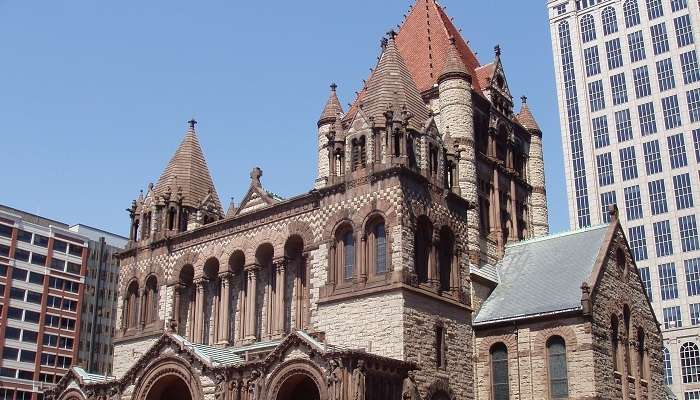 Trinity church, christmas in boston