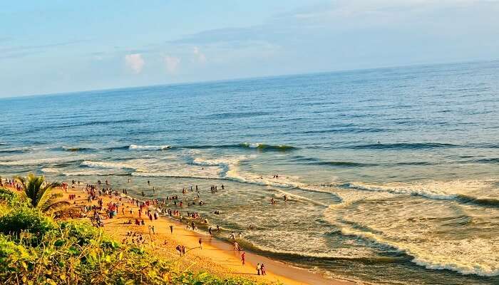 Kerala in November—clean, lively Thanni Beach near Varkala and Kovalam.