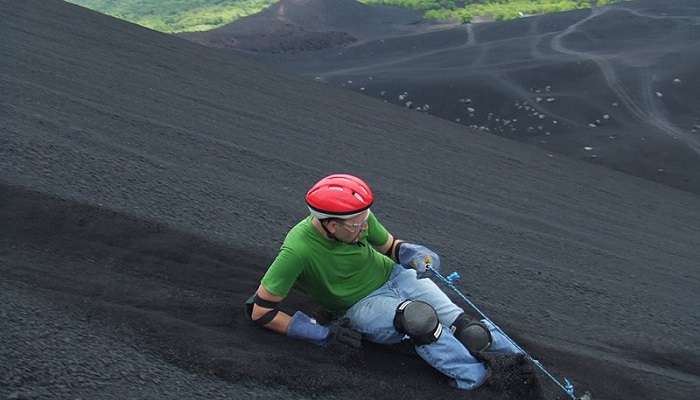 Volcano boarding in Cerro Negro, Nicaragua