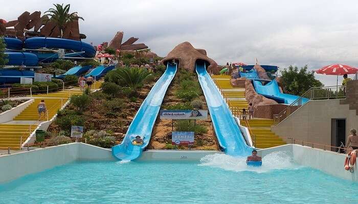 Water Slides in an Amusement Park