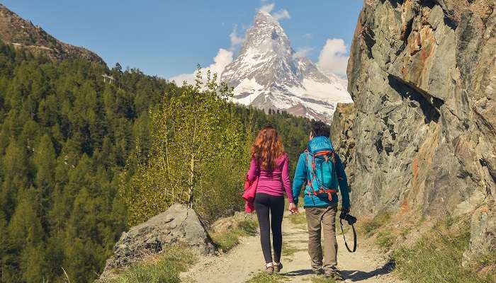 Hiking in the beautiful Alps, near Zermatt