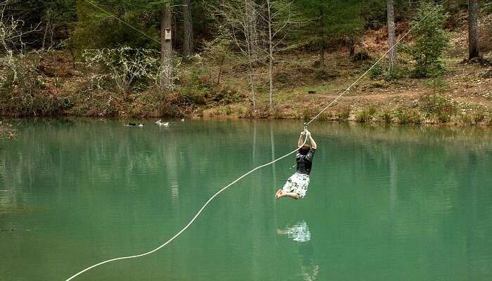 Ziplining in Thenmala Eco Tourism 
