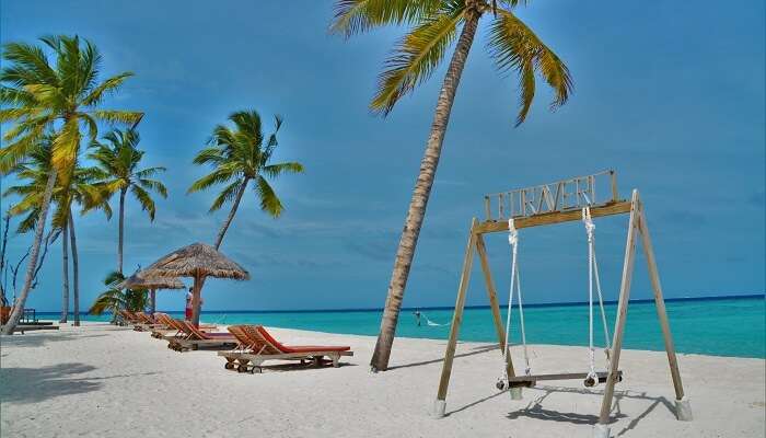 A aerial view of Maldives