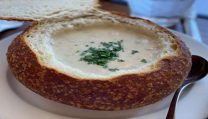 Clam Chowder In A Sourdough Bread Bowl