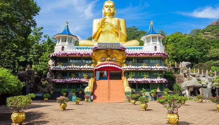 Entrance of one of the famous buddhist temples in Sri Lanka