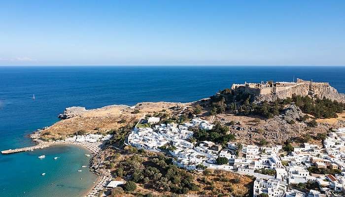 Ariel view of rodes greece in march  