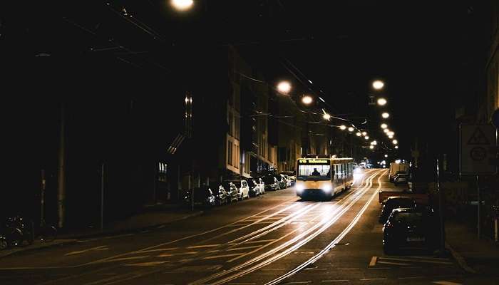 Yellow Tram on the Street During Night Time