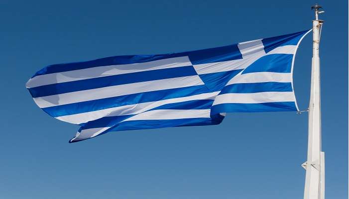 A greek flag represents Independence Day in Greece in march  