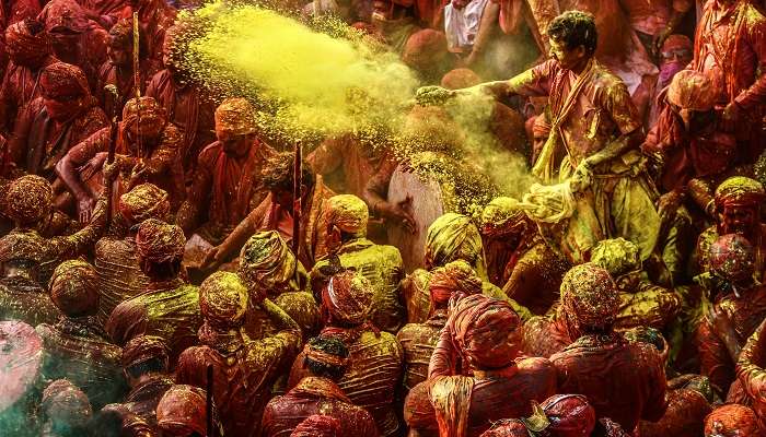 People playing Holi in Bangalore