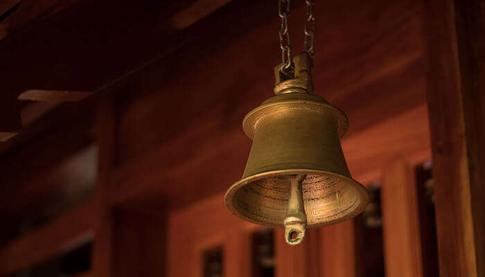 A view of the temple bell at the temple.