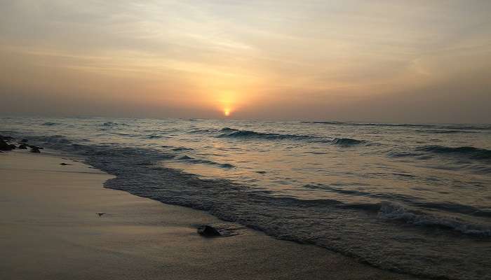 A tranquil beach nestled in the heart of Tiruchendur town. 