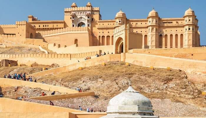 view of Amer fort, one of the best places to include in Jaipur one day itinerary