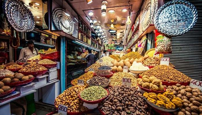 The view of Khari Baoli, Asia’s largest wholesale spice market in Old Delhi