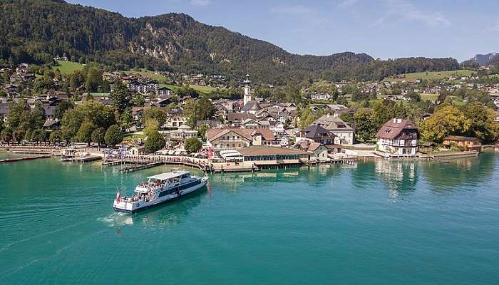 Sitting on the shore of Lake Wolfgangsee and on the foot of Mt. Zwoelferhorn, St. Gilgen is one of the prettiest villages in Austria