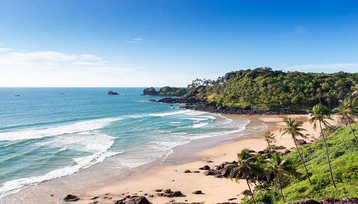 The scenic view of Cabo de Rama Beach in Goa.