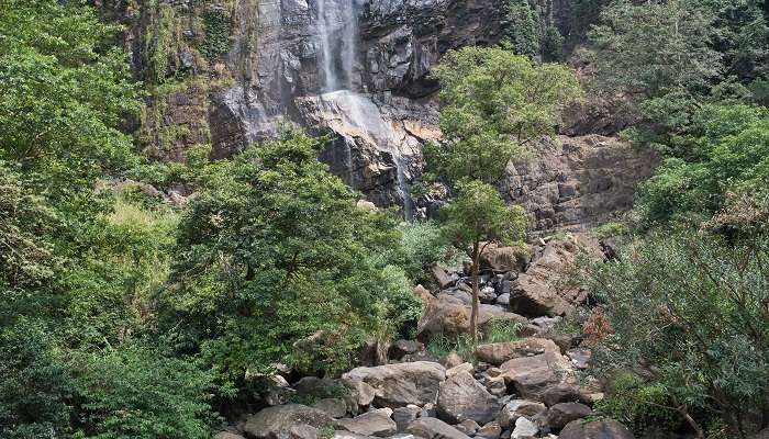 An image showing the lower portion of the third-highest waterfall in the country