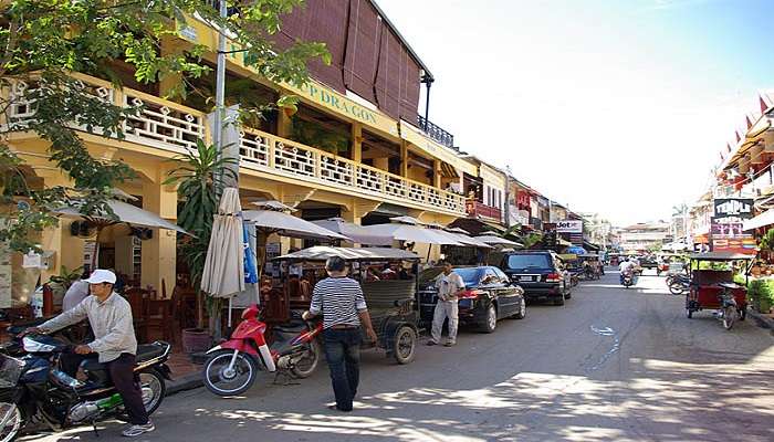 different clubs and bars lined up at the pub street. 