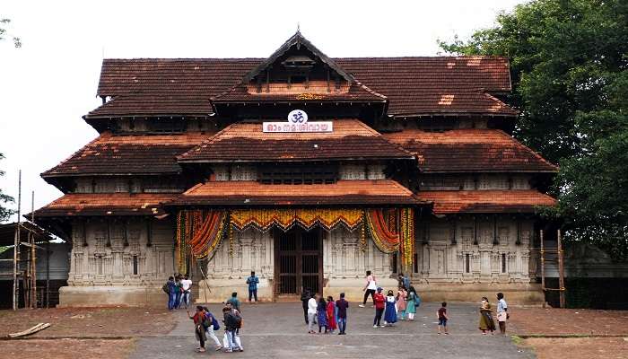 The exterior view of a mandir in India.