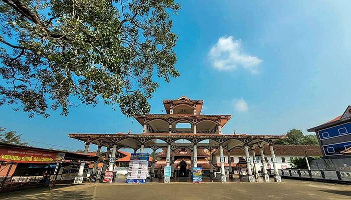 visitors seek the blessings of lord shiva at this edappaly temples in kerala.