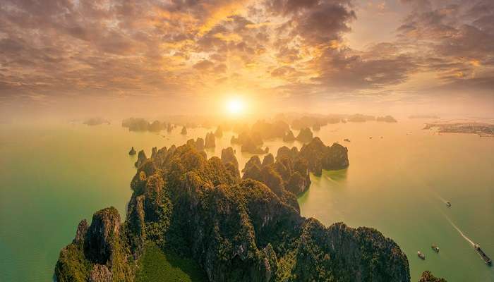 A gigantic view of Halong Bay in Vietnam