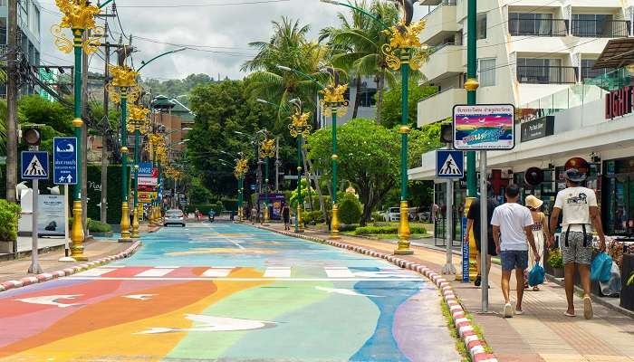 Tourists enjoying a vibrant street market in Phuket in September.