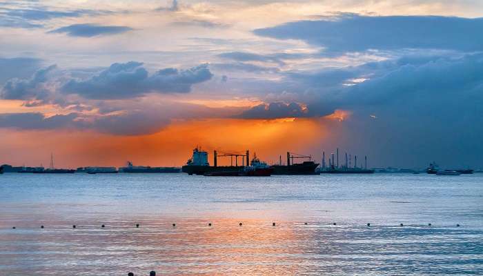 La vue magnifique de Plage de Siloso, Singapore