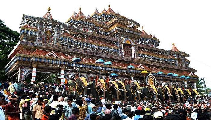 Elephants and temples are decorated ahead of the celebrations.