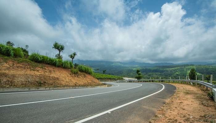 The view of curved hills from the hill town Munnar.