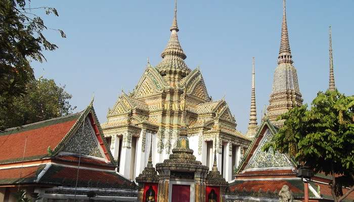 Reclining Buddha statue at Wat Pho, a famous attraction on Rattanakosin Island. 