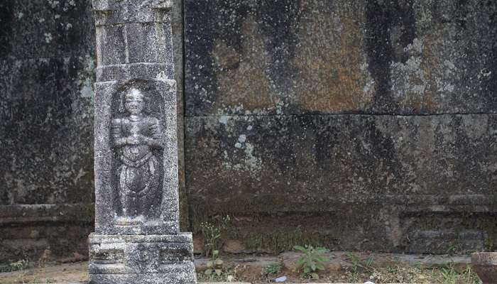 Intricate sculpture of an idol at Thirunelli Temple