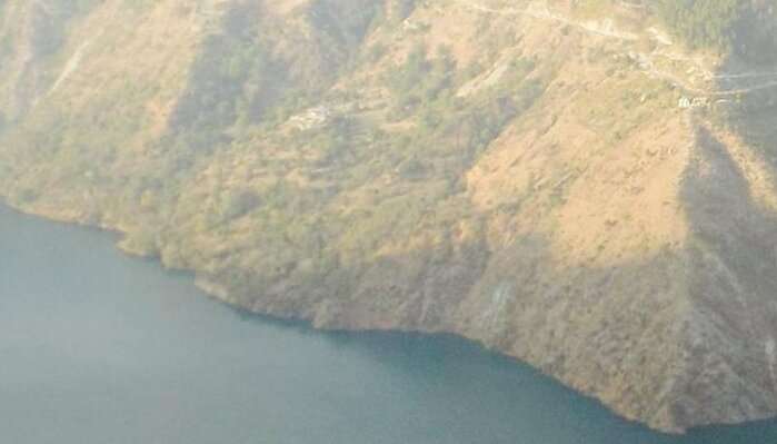 Surreal and scenic side view of Chamera Lake