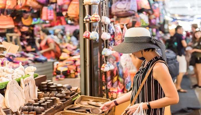 The popular Chatuchak Weekend Market in Bangkok in October.