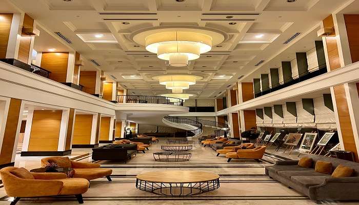 A hotel lobby entrance from one of the hotels in Bhimavaram