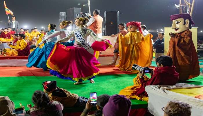 Performances at Kumbh Mela, Representing 3 rivers. 