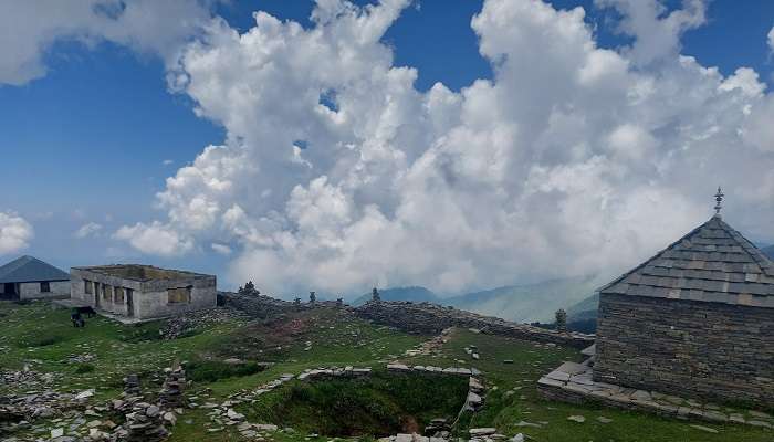 Scenic view of the clouds overhead from a field in Shoja