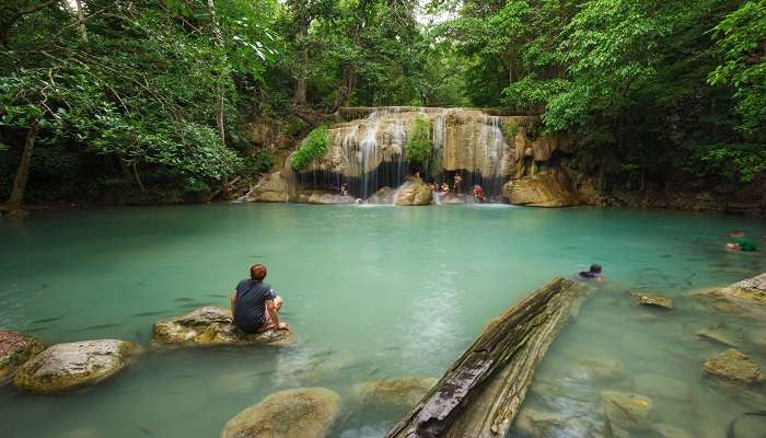 People happily taking a deep plunge 