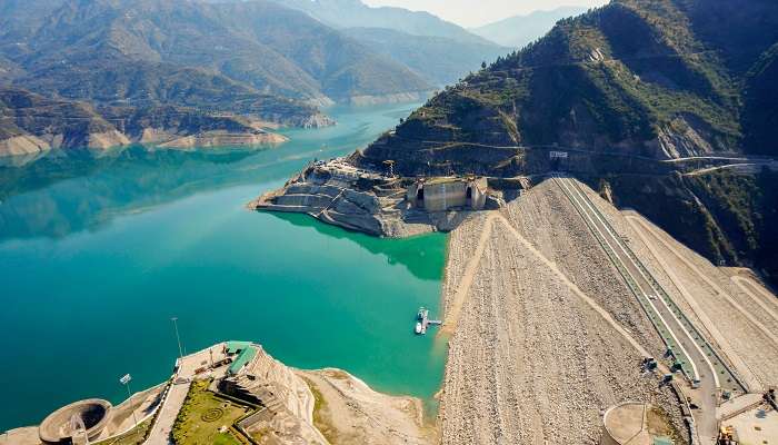 The biggest and longest Tehri Dam near Dhanaulti In January