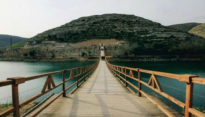 The world-famous Gartang Gali Bridge under the creeks of Valley