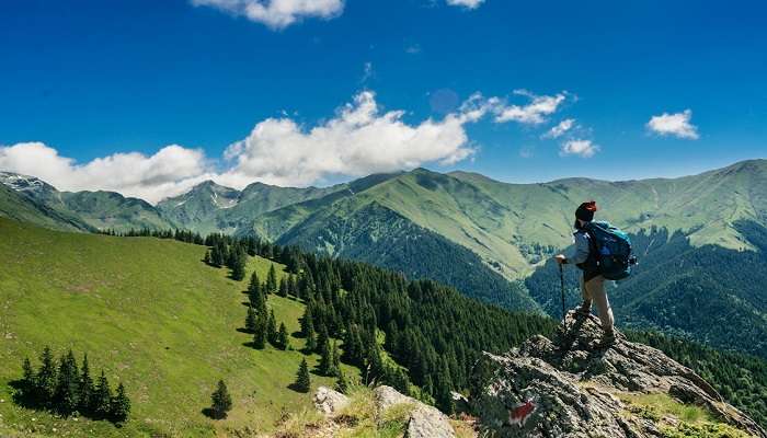 Hike on the trail of these snow-capped mountains in Chakratain January