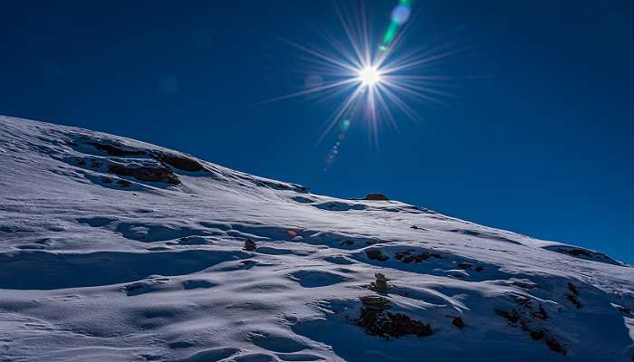 The pristine snow-covered 