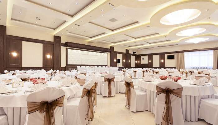 A well-equipped banquet hall