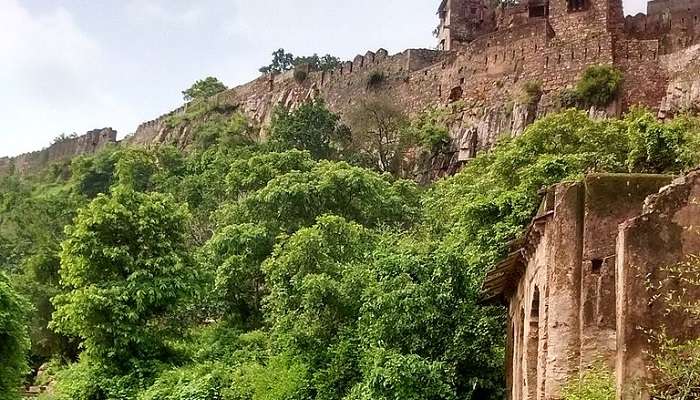 Scenic view of the temple at Ranthambore