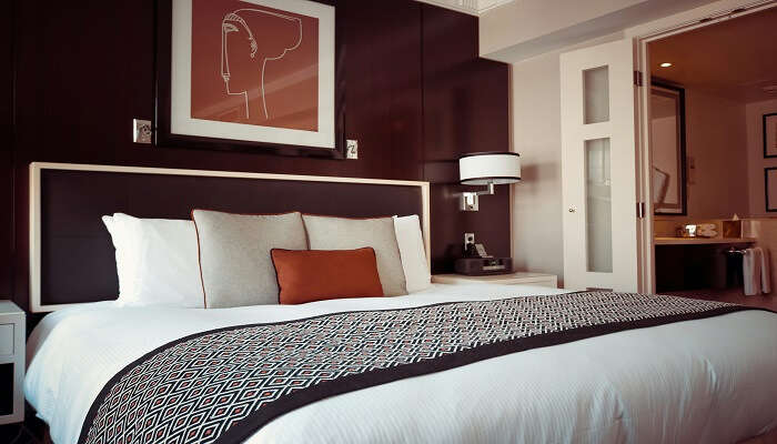 Interiors of a modern-style hotel room